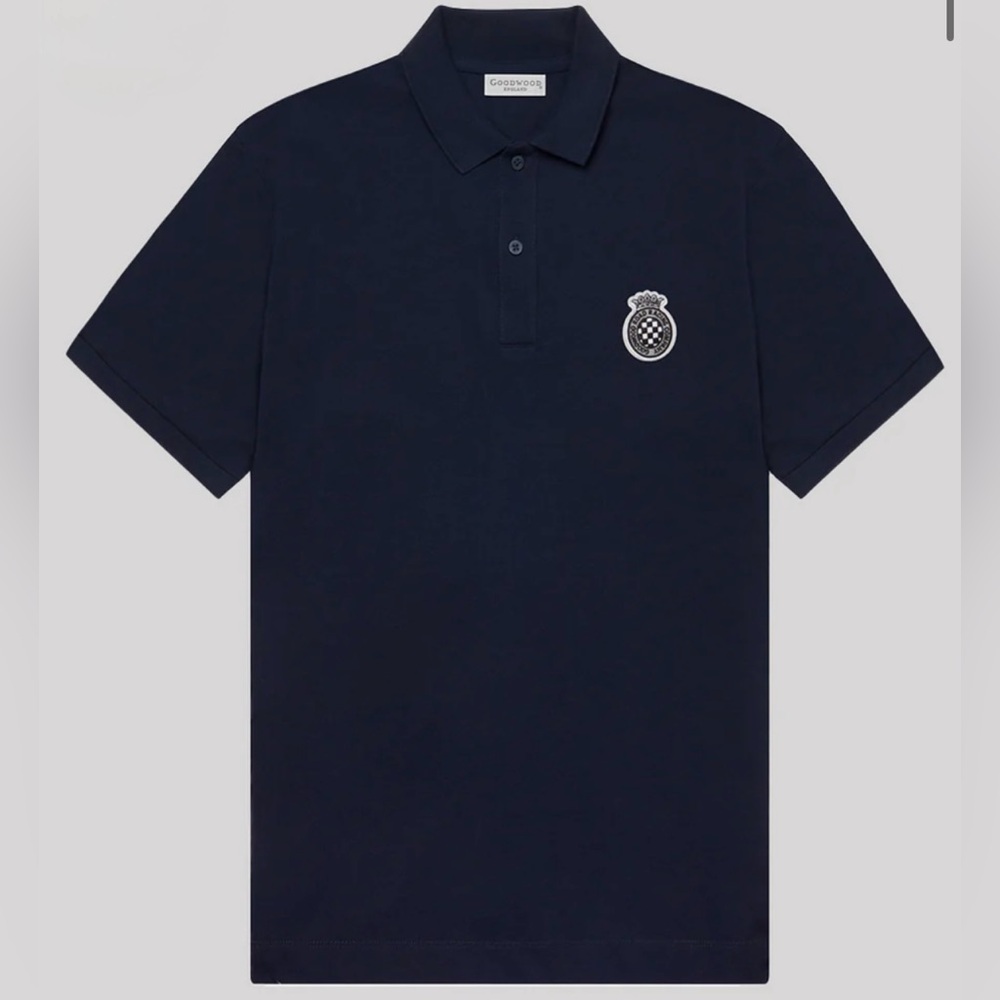 GOODWOOD Navy Road Racing Company Cotton Polo Embroidered